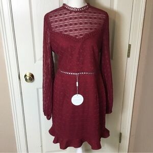 Two Sisters NWT Burgundy Lace Long Sleeve Dress - 8